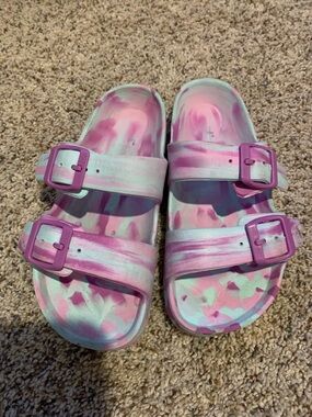 Cat & Jack Kids Two-Buckle Slide Sandals - Purple & Mint
